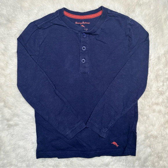 Tommy Bahama Long Sleeved Henley Shirt Blue Size 6 - Picture 1 of 16